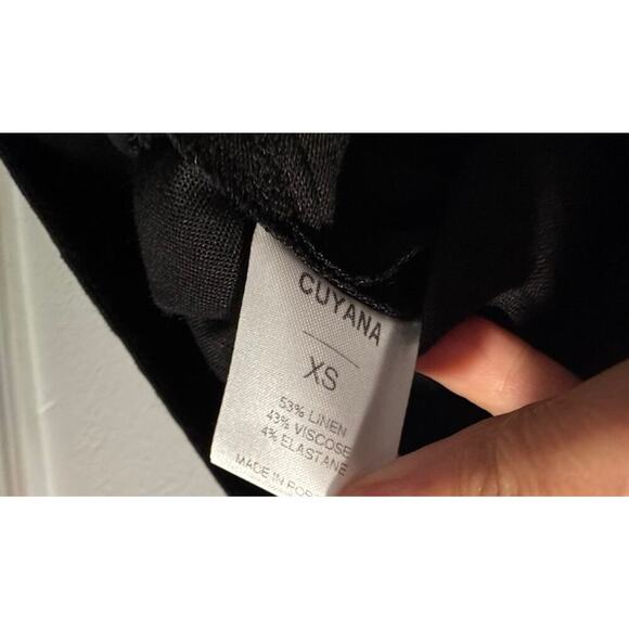 Cuyana Size XS Black Linen Blend MIDI Dress Tie Front Back Pockets Modern Boho - Picture 9 of 9